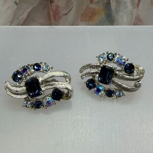 Elegant Silver and Blue Gemstone Earrings